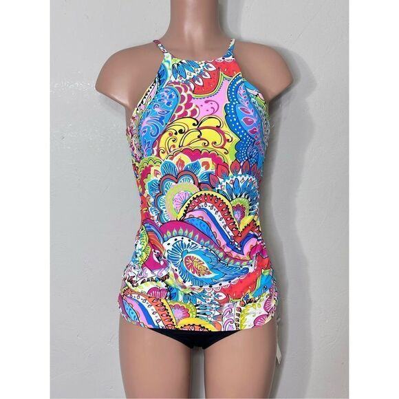 New. Anne Cole colorful tankini set. L-top/M-bottom. Retails $139 - Picture 2 of 10